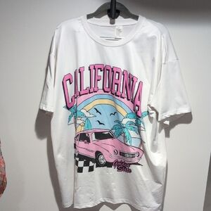 California Graphic Tee for Kids - White with Pink Car